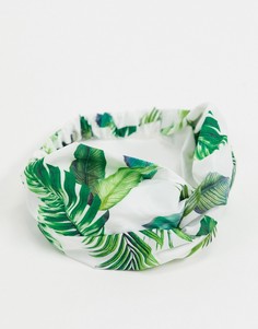 Перекрученная повязка на голову с пальмовым принтом ASOS DESIGN-Мульти