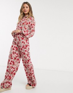 Широкие красные брюки с цветочным принтом от комплекта In The Style x Billie Faiers-Мульти