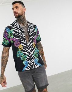 Рубашка с отложным воротником и узором Versace Jeans-Белый