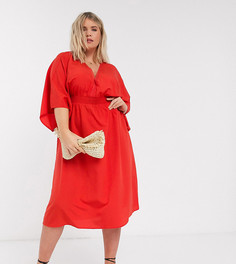 Красное платье миди с рукавами‑кимоно Vero Moda Curve-Красный
