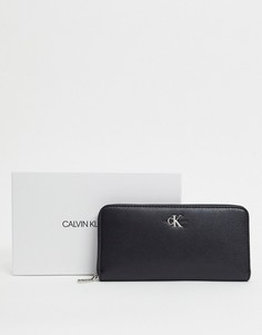 Черный кошелек на молнии Calvin Klein Jeans