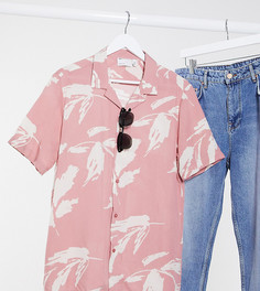 Розовая рубашка классического кроя с лиственным принтом ASOS DESIGN Tall-Розовый
