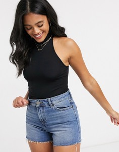Черное боди без рукавов с высоким воротом ASOS DESIGN-Черный