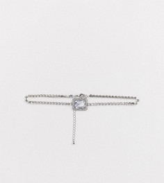 Серебристое ожерелье-чокер с камнем ASOS DESIGN Curve-Серебряный