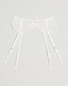 Белый кружевной пояс для чулок Hunkemoller