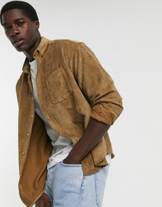 Светло-коричневая вельветовая рубашка в стиле 90-х ASOS DESIGN-Светло-коричневый