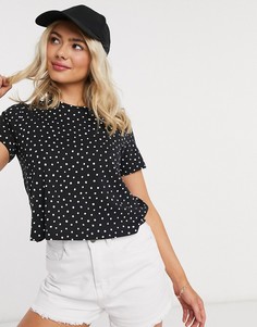 Короткая футболка из органического хлопка в горошек Monki-Мульти