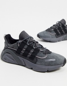 Темно-серые замшевые кроссовки adidas Originals LXCON-Серый
