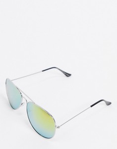 Классические солнцезащитные очки-авиаторы с зеркальными стеклами SVNX-Серебряный