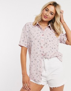 Рубашка в стиле oversized с цветочным принтом Daisy Street-Розовый