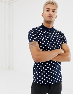 Поло в горошек ASOS DESIGN-Темно-синий