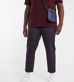 Строгие джоггеры в бордовую клетку Topman Big & Tall-Мульти