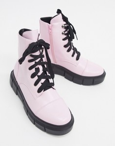 Розовые ботинки со шнуровкой на массивной подошве Truffle Collection-Розовый