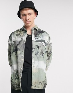 Зеленая рубашка oversized в стиле 90-х с принтом ASOS DESIGN-Зеленый