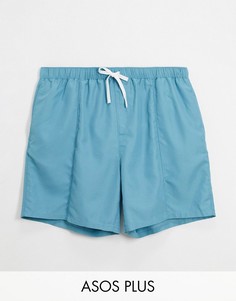Синие шорты для плавания с защипами ASOS DESIGN Plus-Синий