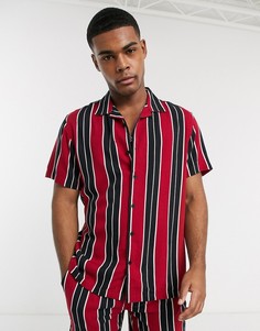 Рубашка от комплекта в полоску с отложным воротником Brave Soul-Красный