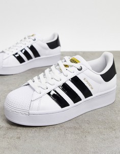 Бело-черные кроссовки на платформе adidas Originals Superstar-Белый