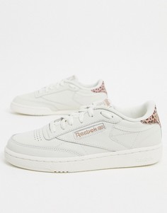 Белые кроссовки с леопардовым принтом на вставках Reebok Club C 85​​​​​​​-Белый