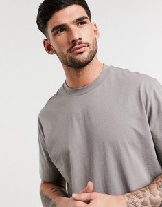 Бежевая свободная футболка из органического хлопка с круглым вырезом ASOS DESIGN-Бежевый