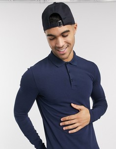 Темно-синее обтягивающее поло из органического хлопка ASOS DESIGN-Темно-синий