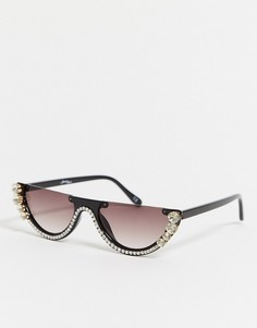 Черные солнцезащитные очки "кошачий глаз" с отделкой стразами Jeepers Peepers x ASOS-Черный