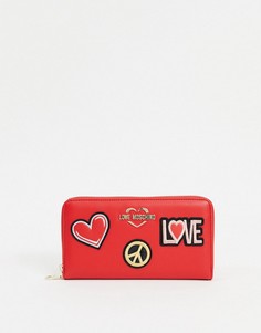 Красный кошелек с нашивками Love Moschino