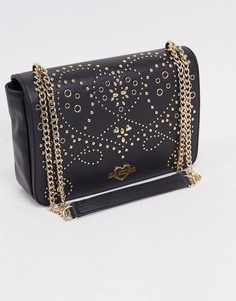 Золотистая сумка на плечо с заклепками Love Moschino-Черный