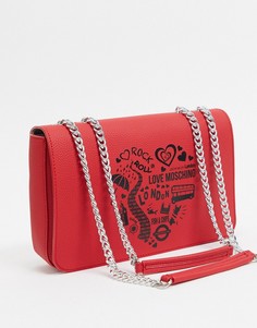 Красная сумка на плечо с принтом "London" Love Moschino-Красный
