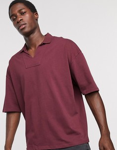 Oversized-поло бордового цвета в стиле ретро ASOS DESIGN-Красный