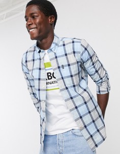 Голубая рубашка в клетку Barbour-Синий