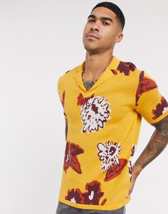 Желтая футболка поло с цветочным принтом ASOS DESIGN-Желтый