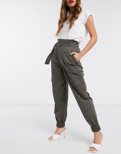 Брюки-карго цвета хаки с поясом Vero Moda-Бежевый