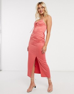 Платье-комбинация миди шербетного цвета Topshop-Желтый