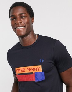 Темно-синяя футболка с винтажным логотипом Fred Perry-Черный