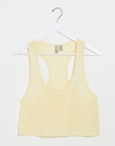 Желтая короткая майка с добавлением льна ASOS DESIGN-Желтый