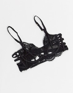 Черный кружевной длинный бюстгальтер Hunkemoller