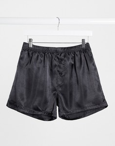 Черные атласные боксеры ASOS DESIGN-Черный