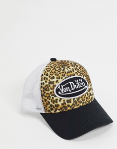 Кепка с леопардовым принтом и логотипом Von Dutch-Коричневый