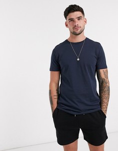 Темно-синяя футболка из органического хлопка с круглым вырезом Jack & Jones-Темно-синий
