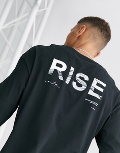 Черный лонгслив с принтом на спине Jack & Jones Core
