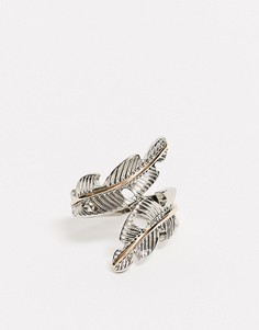 Золотистое/серебристое кольцо с дизайном "перья" ASOS DESIGN-Мульти