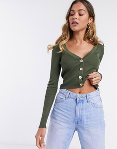 Зеленый короткий кардиган JDY