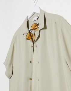 Светло-бежевая oversized-рубашка из вискозы ASOS DESIGN​​​​​​​-Бежевый