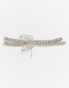 Серебристая цепочка с крупными звеньями, стразами и бабочкой ASOS DESIGN-Золотой