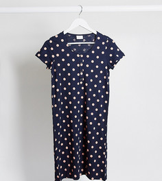 Темно-синяя ночная рубашка для кормления в горошек Mamalicious Maternity-Мульти Mama.Licious