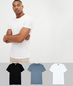 Обтягивающая футболка с круглым вырезом ASOS DESIGN - Набор из 3 шт. со скидкой-Мульти