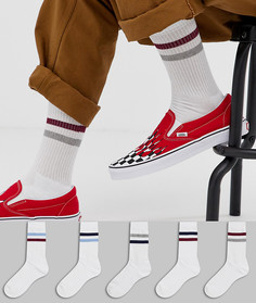 Набор из 5 пар спортивных носков с полосками ASOS DESIGN - Скидка-Белый