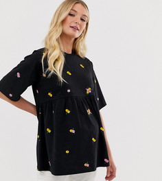 Свободный топ с цветочной вышивкой ASOS DESIGN Maternity-Черный