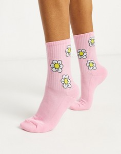 Розовые носки с принтом маргариток Lazy Oaf-Розовый