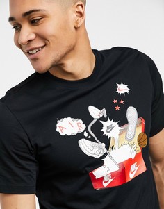 Черная футболка с принтом Nike-Черный